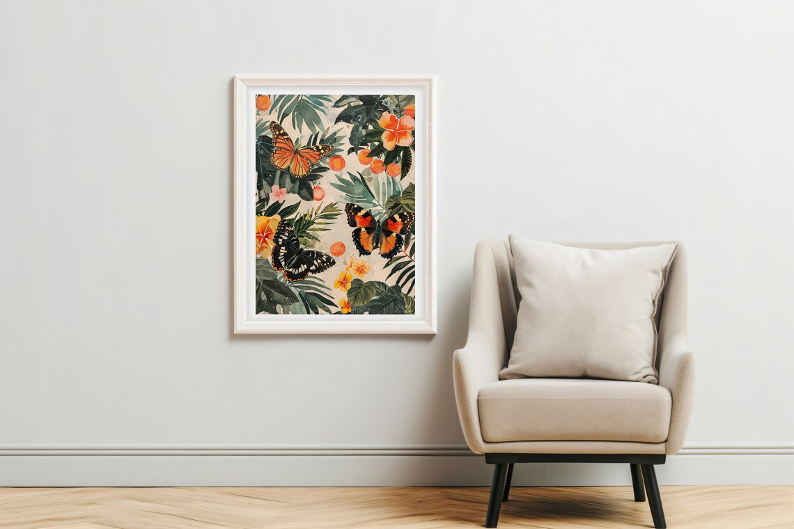 Botanical Butterfly Wildlife Art Print, Tropical Jungle - Image 4