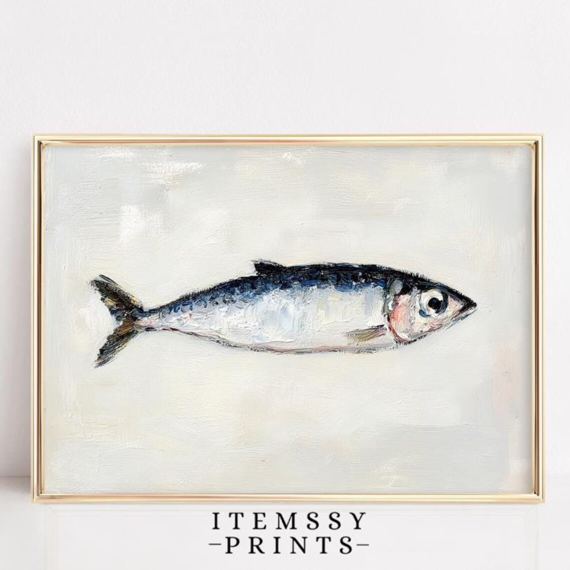 Sardines Oil Painting Print, Vintage Fish Still Life