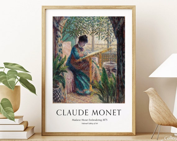 Monet Poster Madame Monet Embrodering Famous Gallery Wall Art Print Exhibition Poster Wall Gallery Fine Art Print Gift Idea