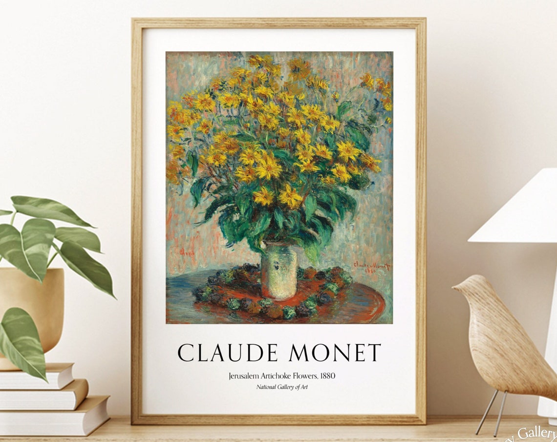 Claude Monet Jerusalem Artichoke Flowers 1880 Yellow Bouquet Poster
