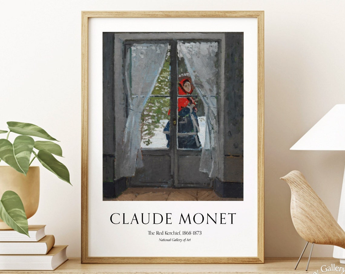 Claude Monet The Red Kerchief Vintage Portrait At The Window Poster
