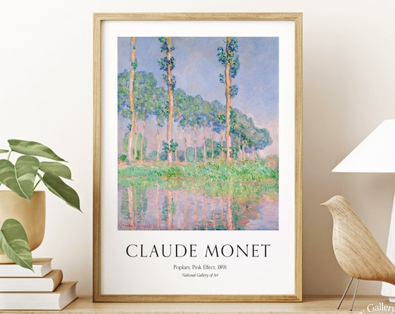 Claude Monet Poplars Pink Effect 1891 Riverside Reflection Poster