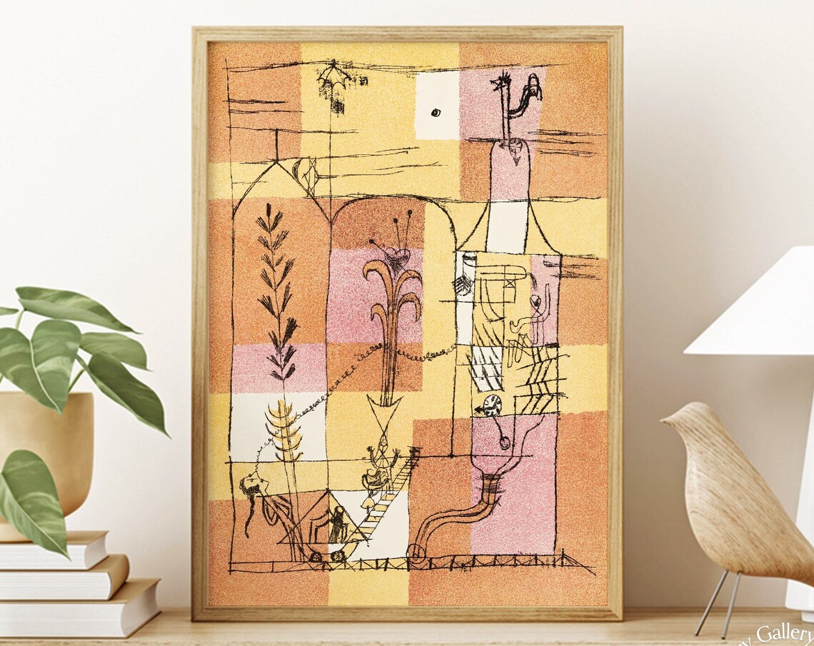 Paul Klee Spirit Of Hoffmann 1921 Warm Grid Whimsical Line Art Print
