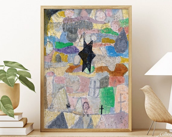 Klee Painting Under A Black Star 1918 Vintage Paul Klee Pastel Painting Colorful Art Abstract Art Eclectic Gallery Art Gift Idea
