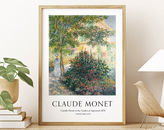 Monet Poster Camille Monet In The Garden At Argenteuil Vintage French Home Decor Floral Print Fine Art Print Living Room Decor
