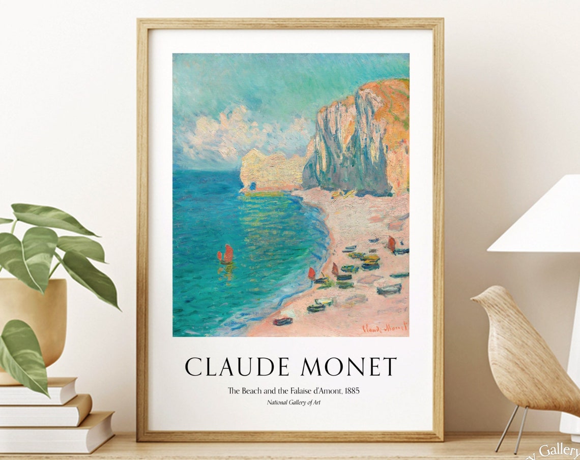 Claude Monet The Beach And The Falaise Damont Cliffs Normandy Poster