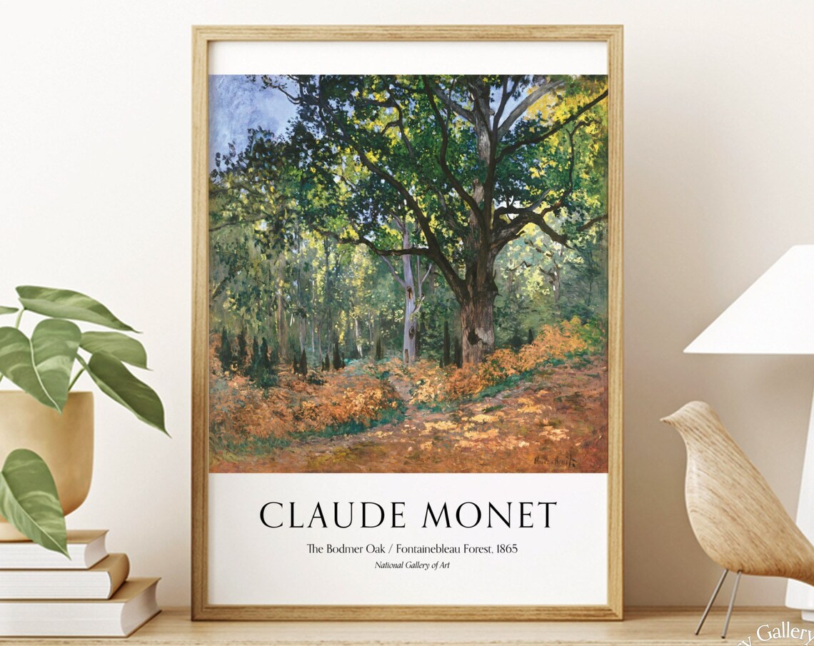 Claude Monet The Bodmer Oak Fontainebleau Forest Autumn Art Poster