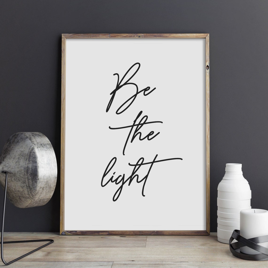Be The Light Minimalist Script Inspirational Typography Poster - Image 2