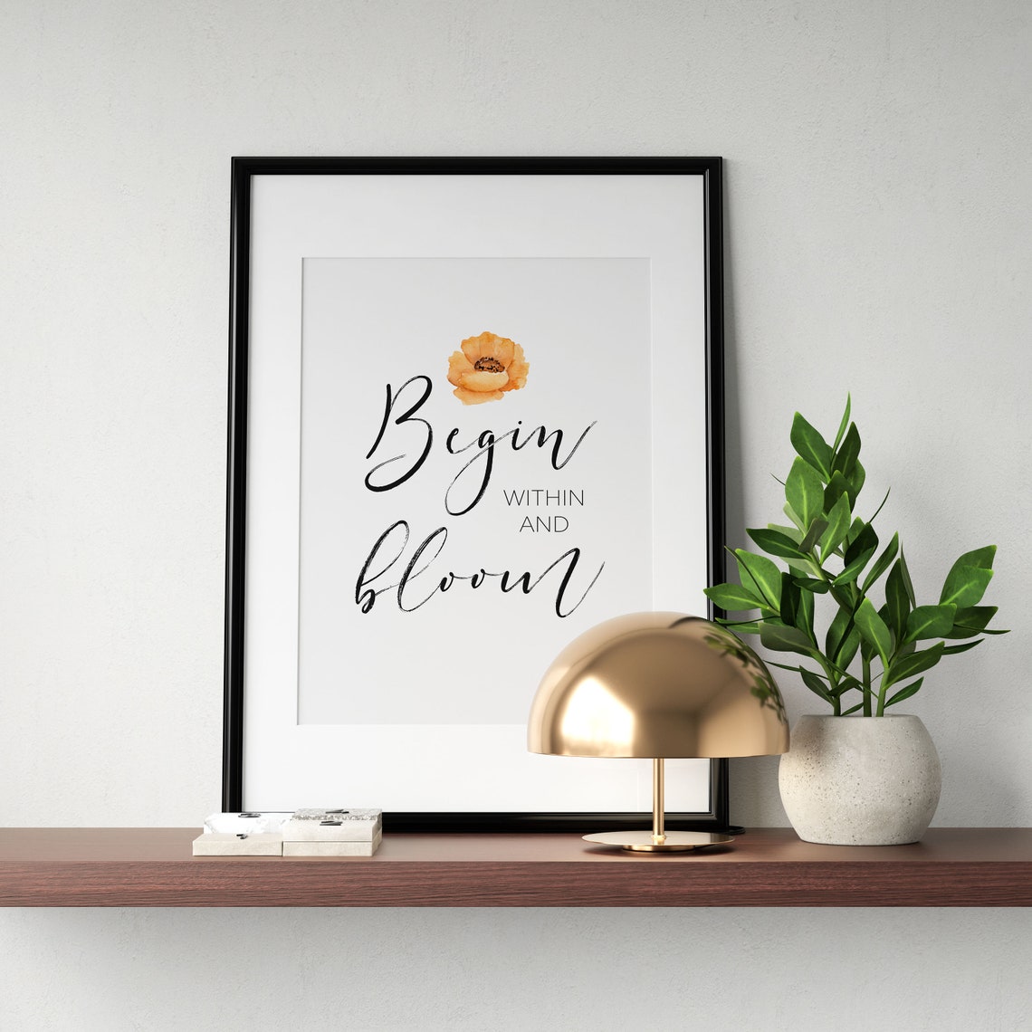 Begin Within And Bloom Script Watercolor Floral Quote Poster - Image 3
