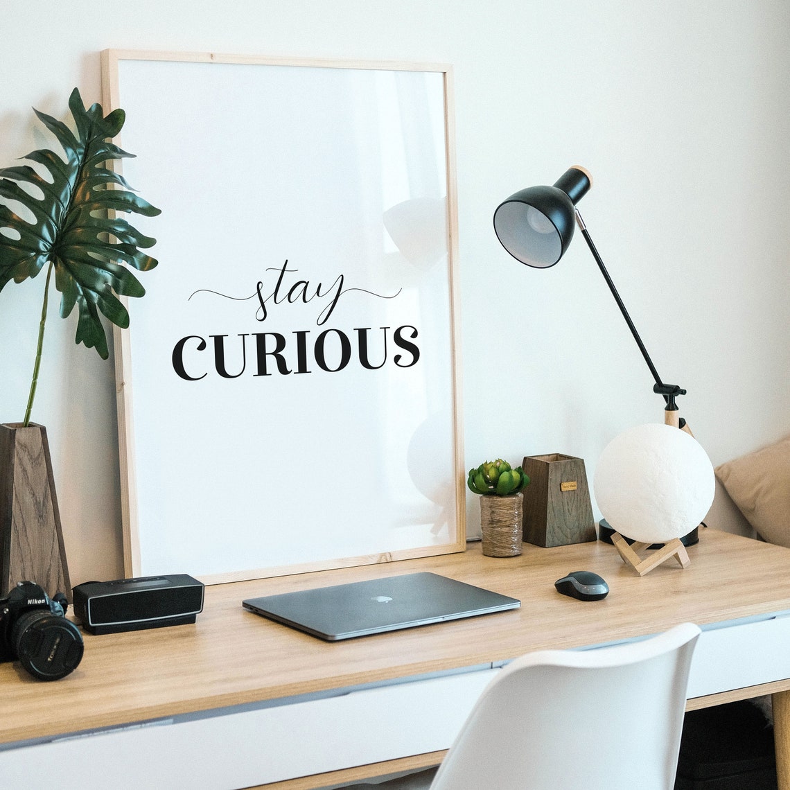 Stay Curious Script Caps Minimalist Typography Wall Decor Poster - Image 3