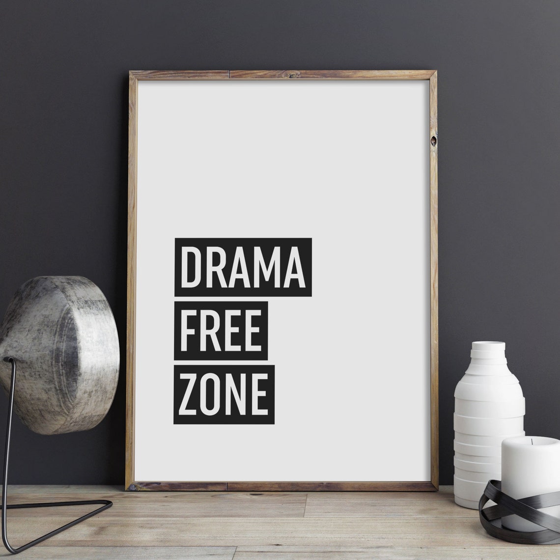 Drama Free Zone Bold Block Letter Office Dorm Quote Wall Poster - Image 3