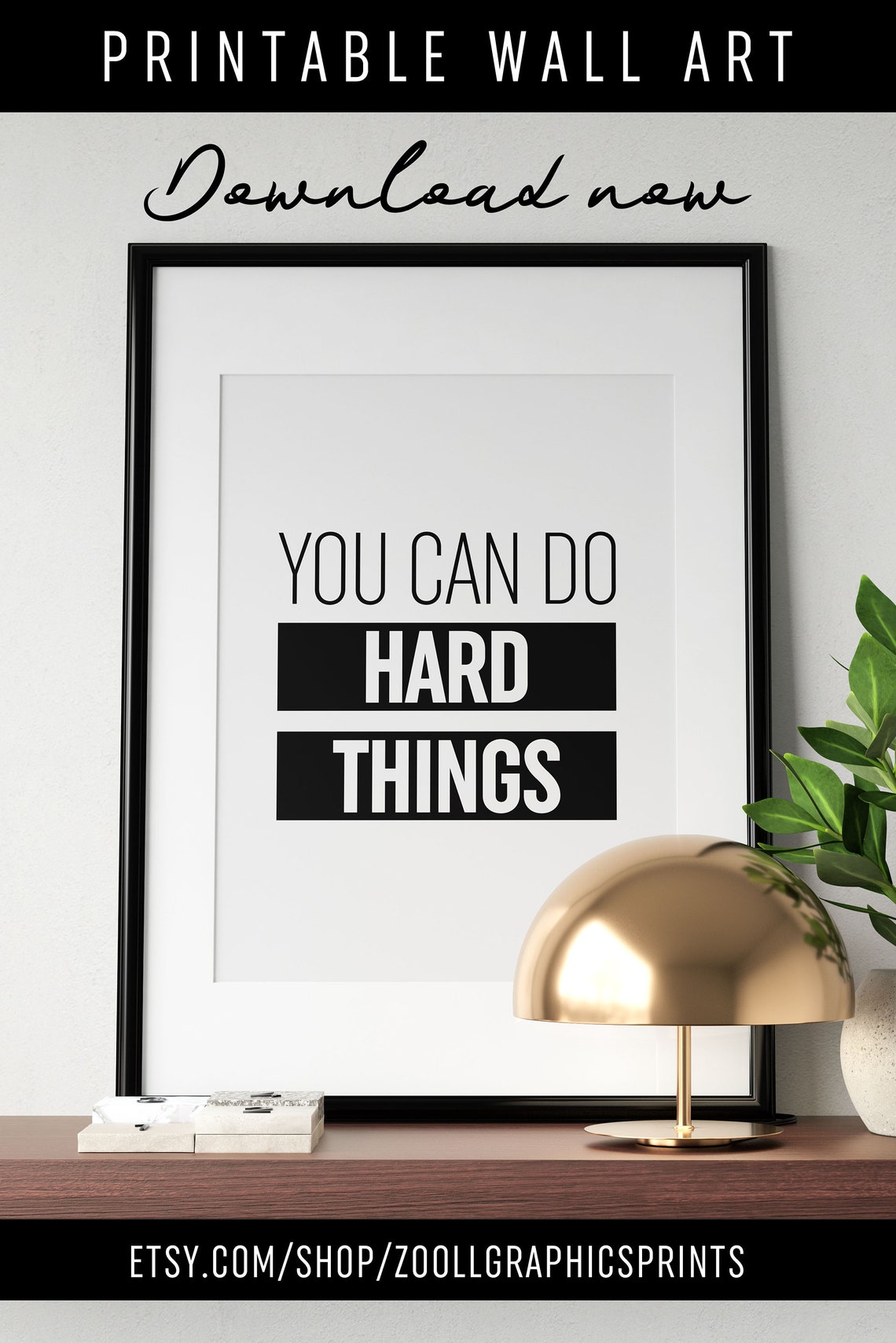 You Can Do Hard Things Bold Block Letter Motivation Wall Art - Image 3