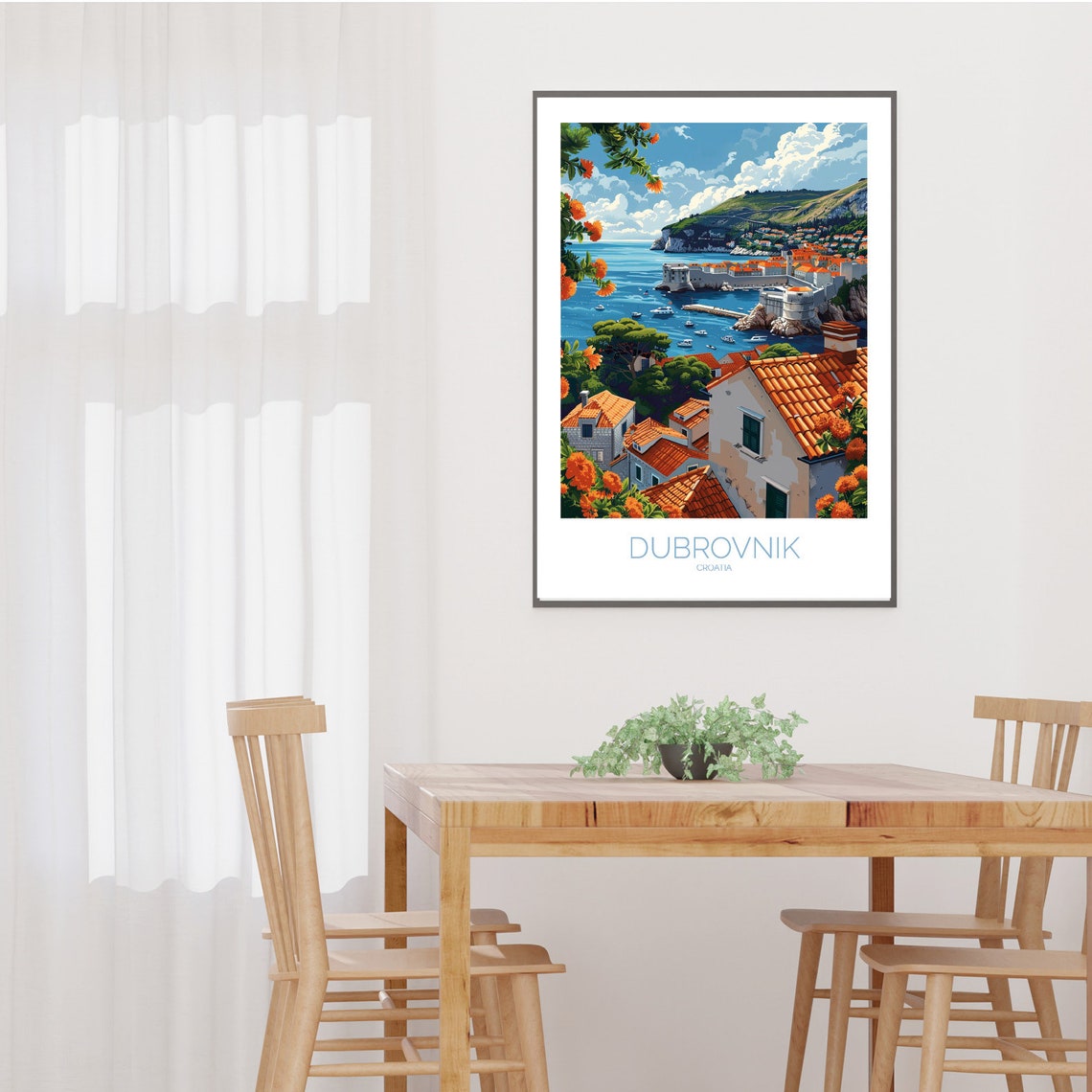Dubrovnik Croatia Old Town Harbor Orange Rooftops Sea View Poster - Image 2