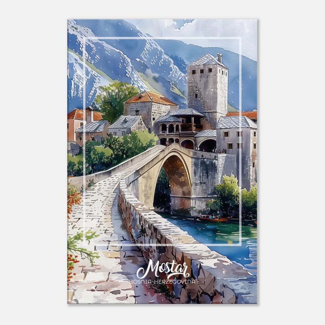 Mostar Bosnia Herzegovina Wall Art Mostar Bridge Beautiful Scenery Home Decor Poster Gift Travel Souvenir Wall Art