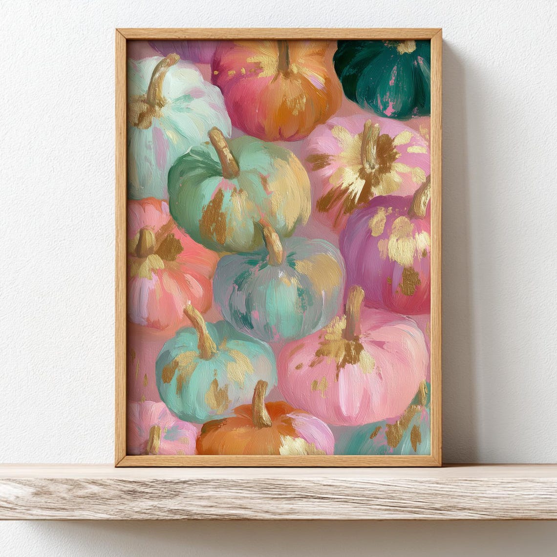 Colorful Pastel Pumpkins Modern Painterly Autumn Harvest Print