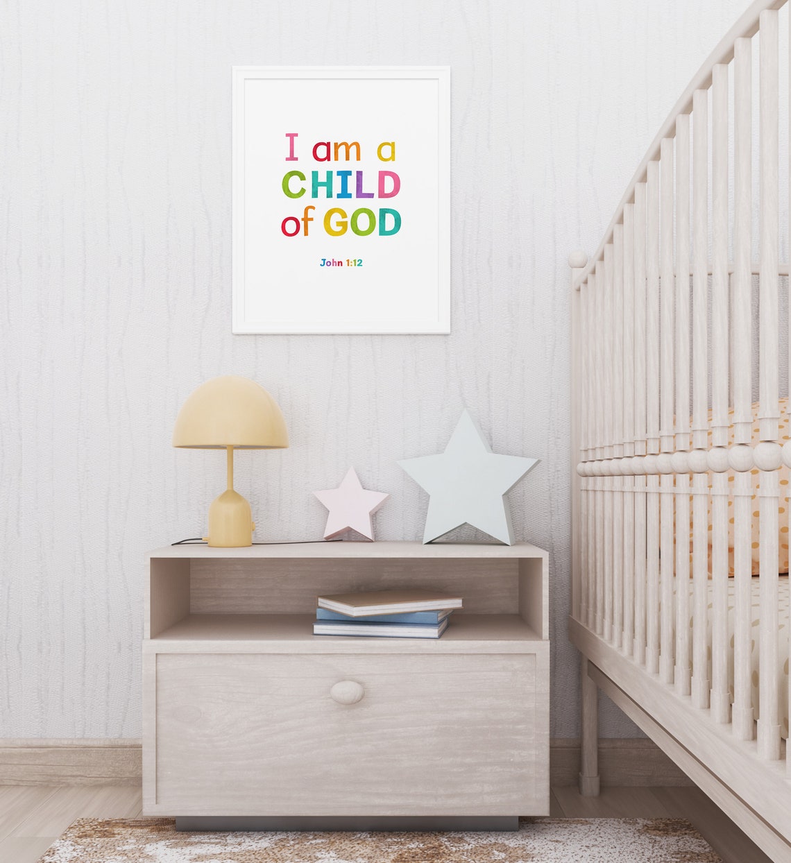 I Am A Child Of God Wall Art Scripture John 112 Colorful Nursery Wall Art Kids Room Decor Nursery Decor - Image 2