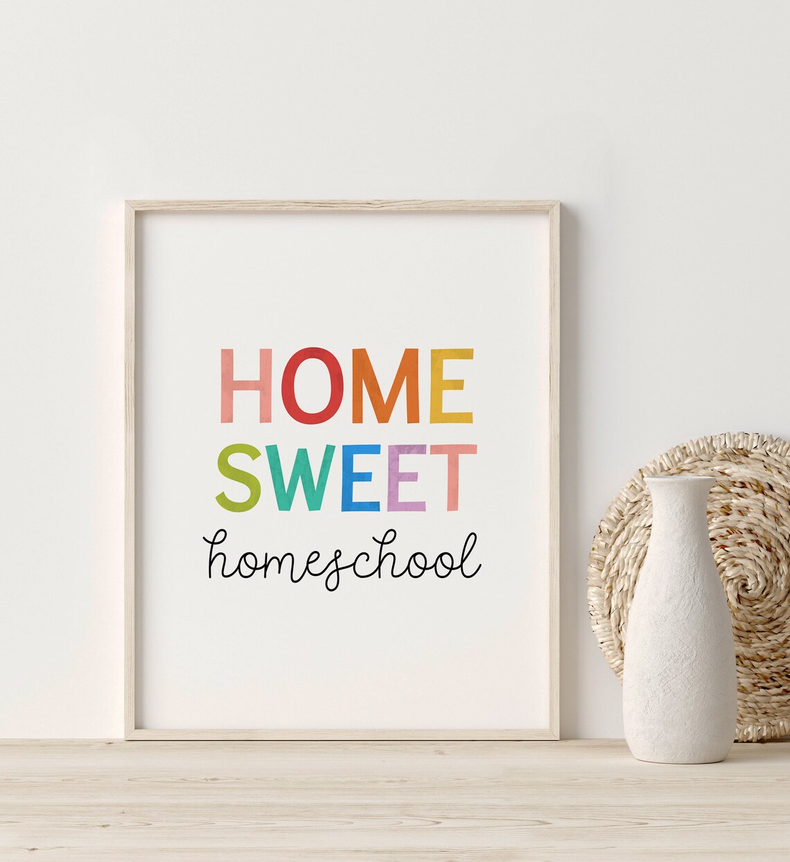 Home Sweet Homeschool Rainbow Letter Kids Wall Decor Quote Poster - Image 3