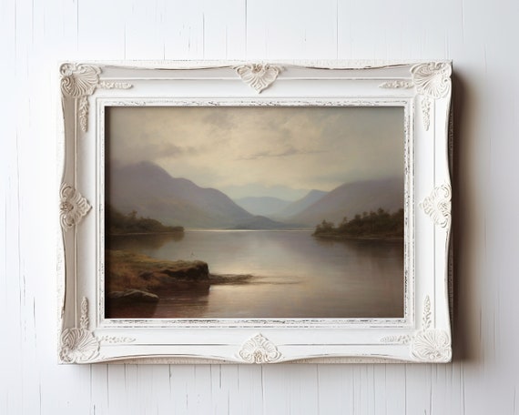 Lake Vintage Wall Art Prints Dark Moody Landscape Painting Print Printable