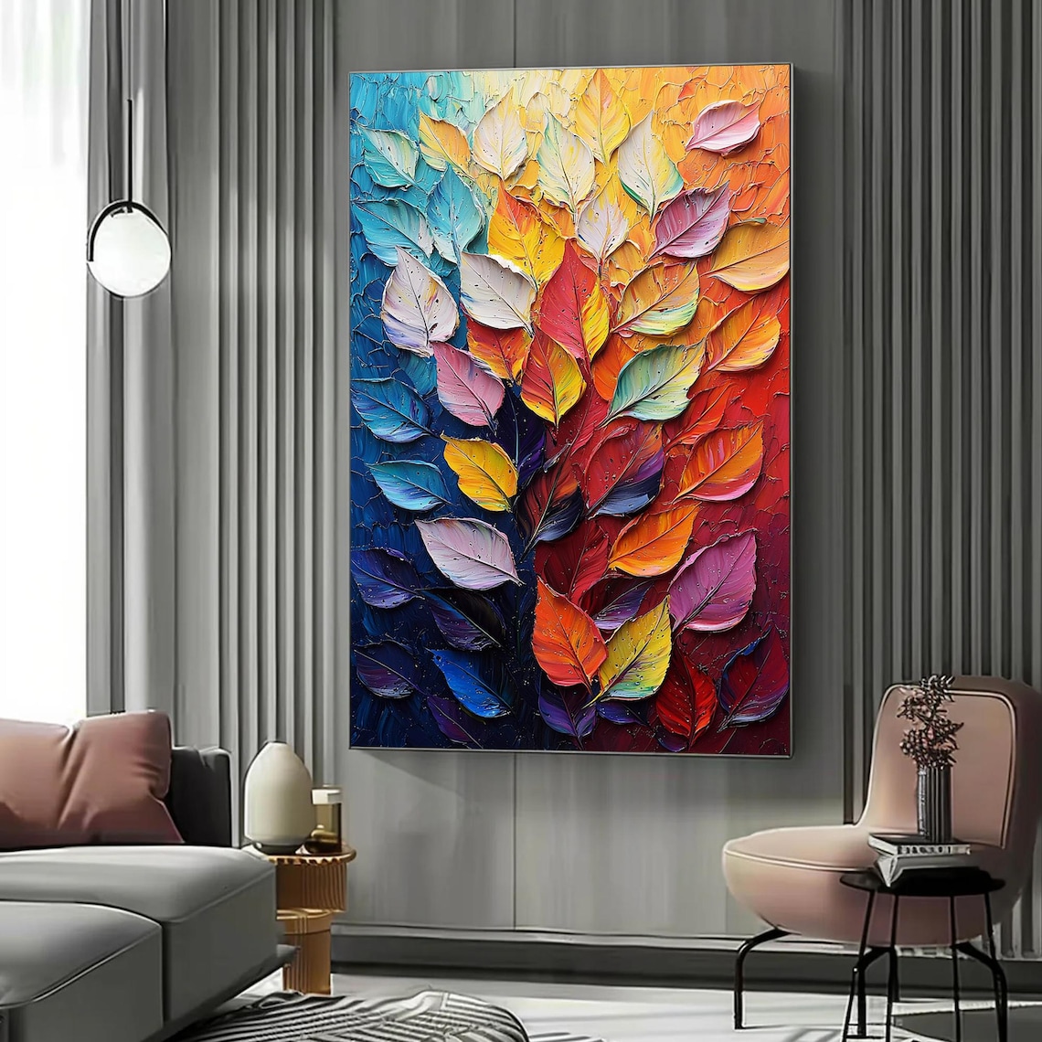 Abstract Leaves Oil Painting Modern Botanical Art - Image 6