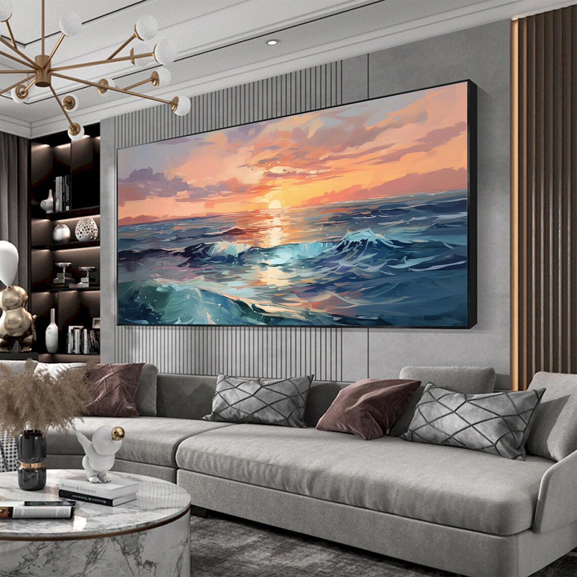 Abstract Ocean Landscape, Boho Sunset Art Print - Image 2