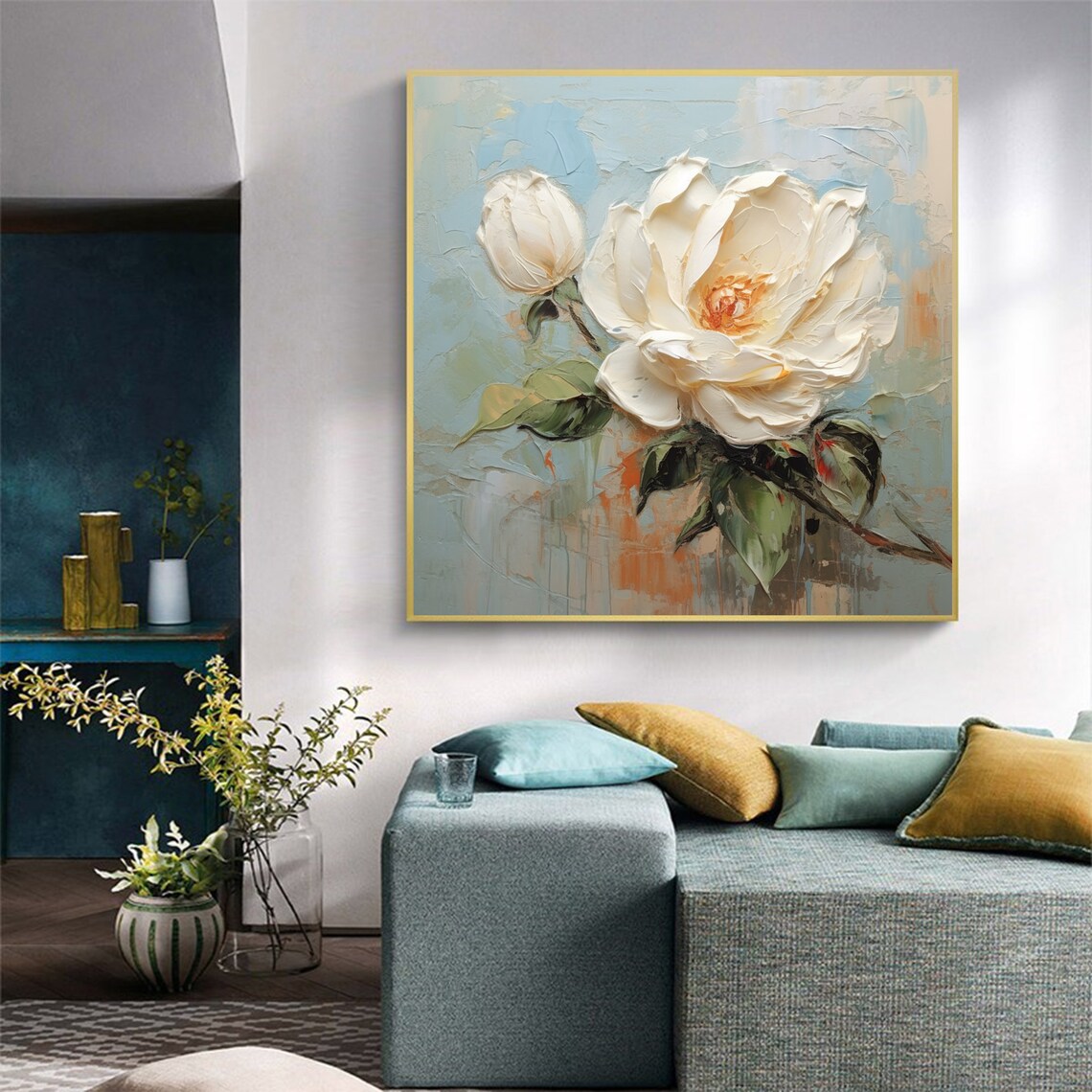 Custom Large White Flower, Abstract Minimalist Art Print - Image 3