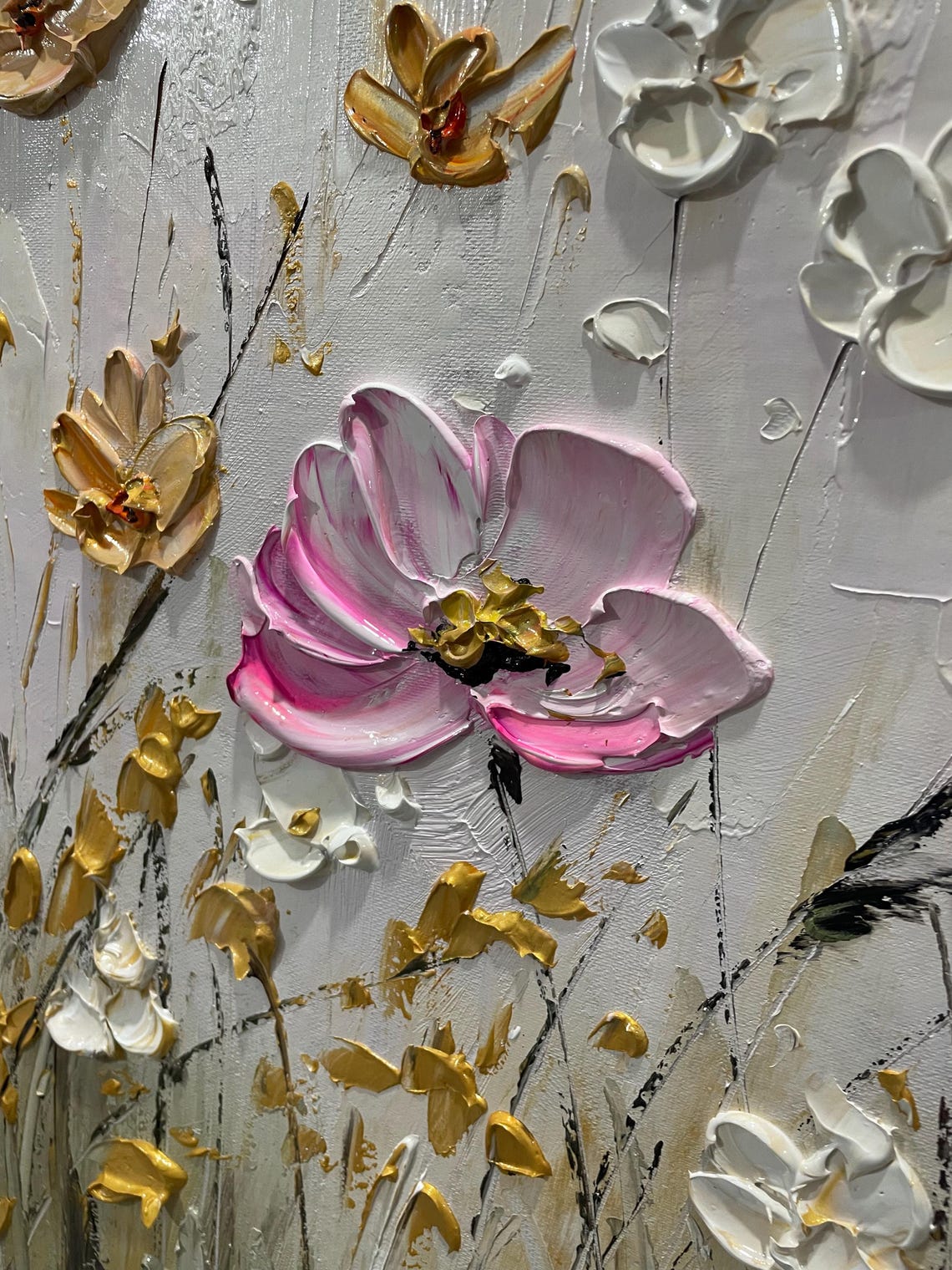 Pink White Wildflower Bloom Field Soft Impasto Floral Poster - Image 6