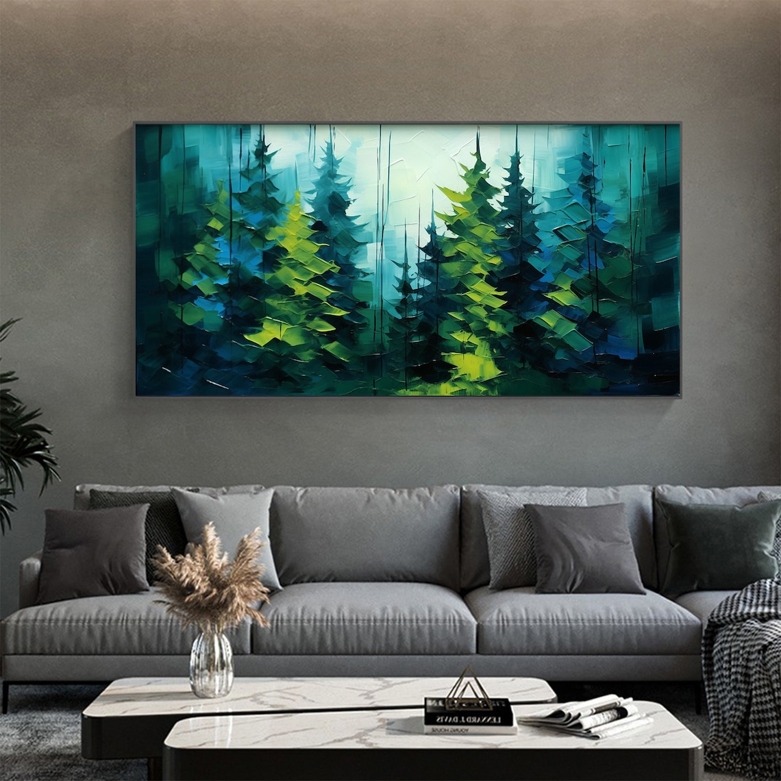 Custom Abstract Forest Oil Painting, Minimalist Art Print - Image 6