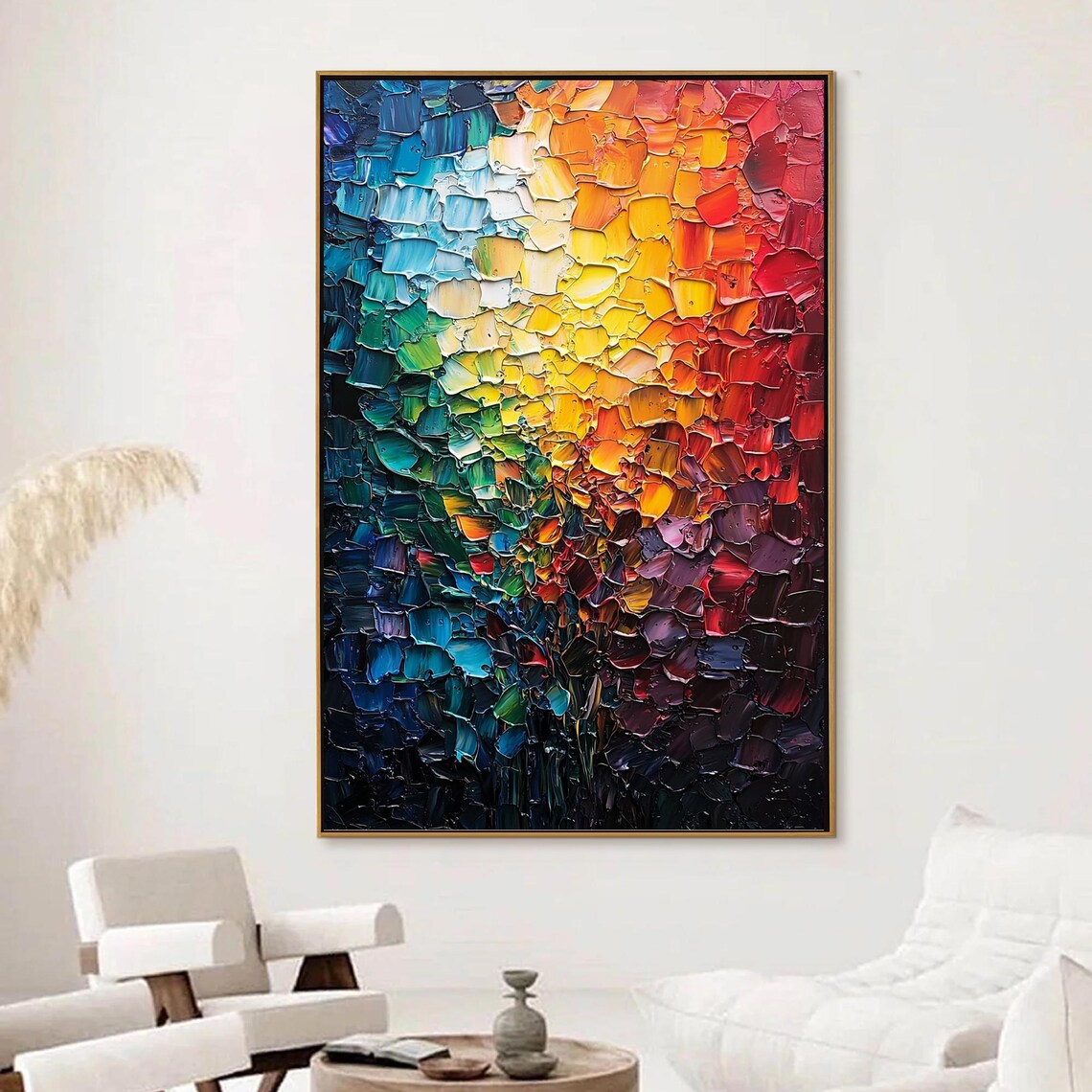 Abstract Impasto Painting, Boho Living Room Art Print - Image 4