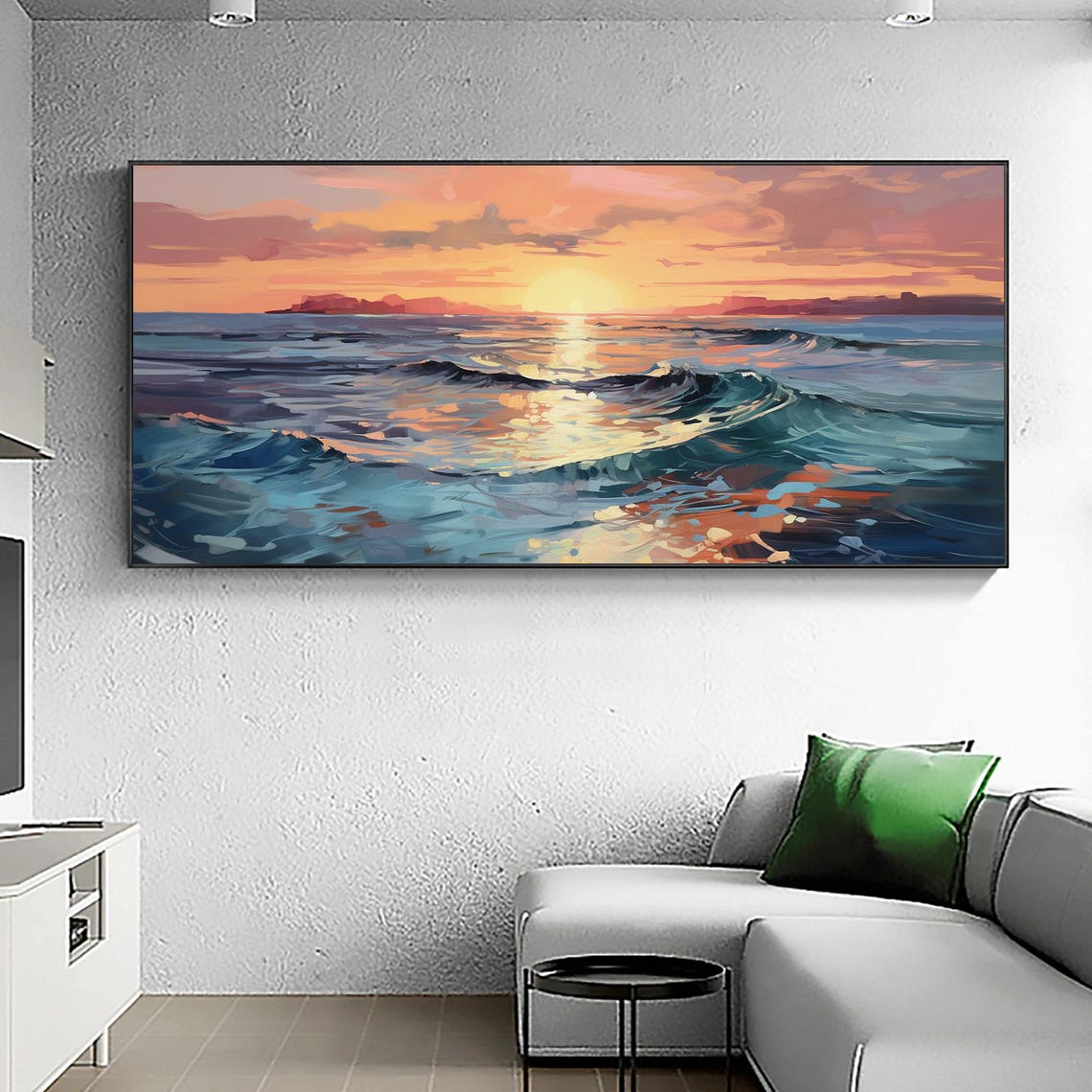 Golden Sunset Ocean Waves Reflecting Sunlight Seascape Poster - Image 4