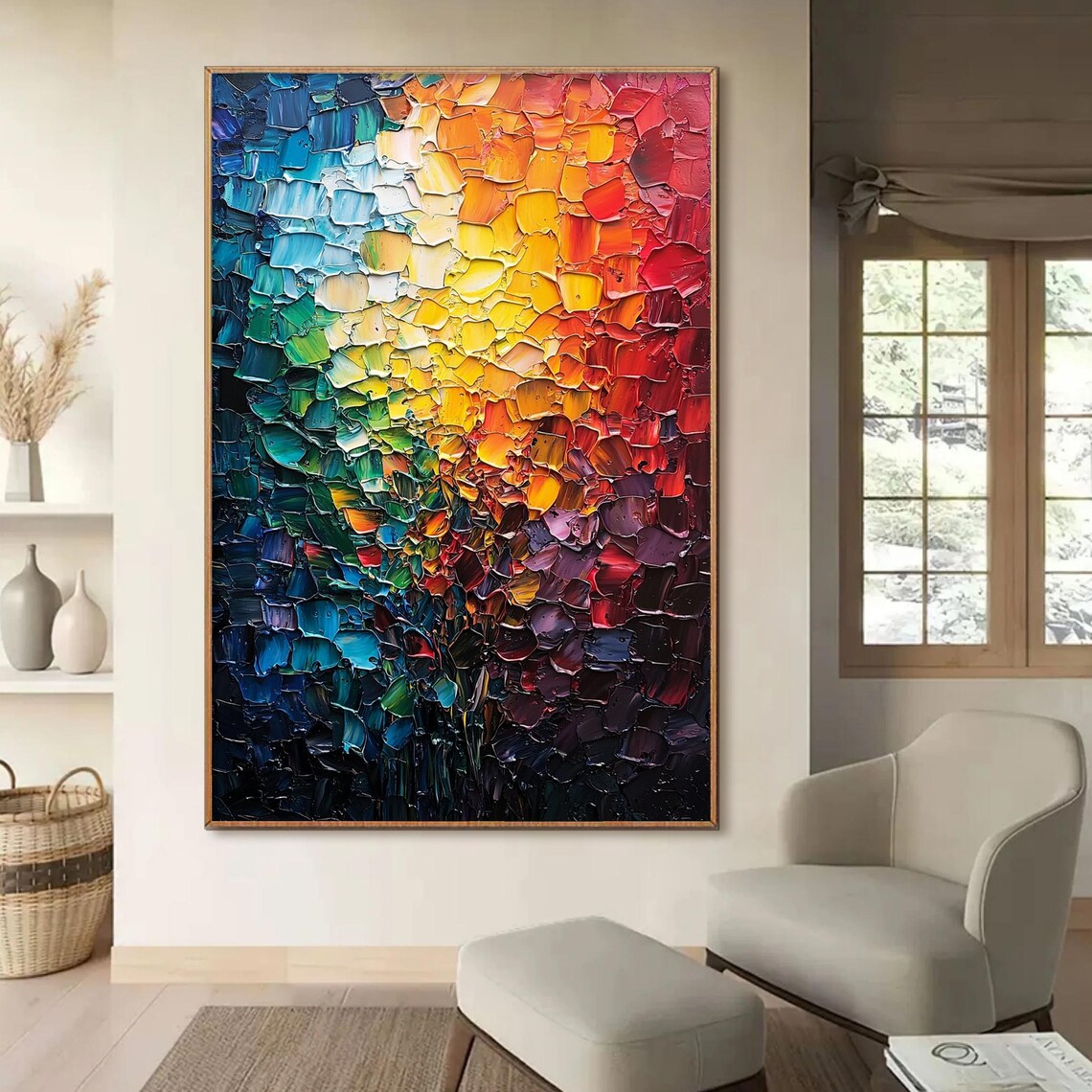 Abstract Impasto Painting, Boho Living Room Art Print - Image 3