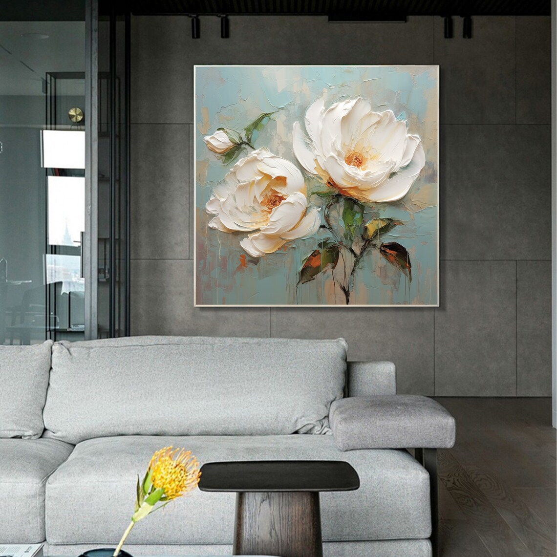 Minimalist Flower Oil Painting, Abstract Floral Art Print - Image 5