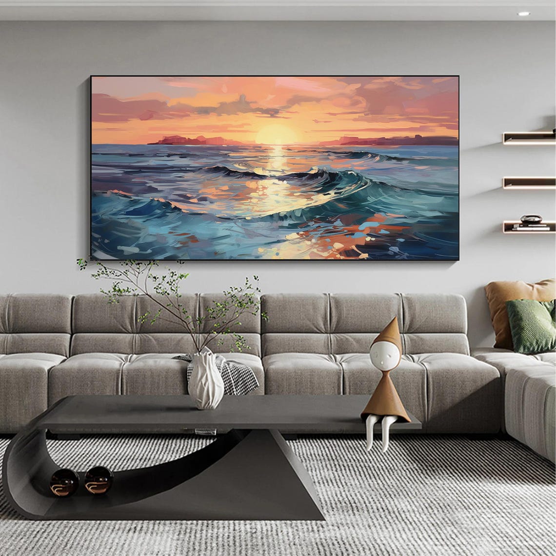 Golden Sunset Ocean Waves Reflecting Sunlight Seascape Poster - Image 2