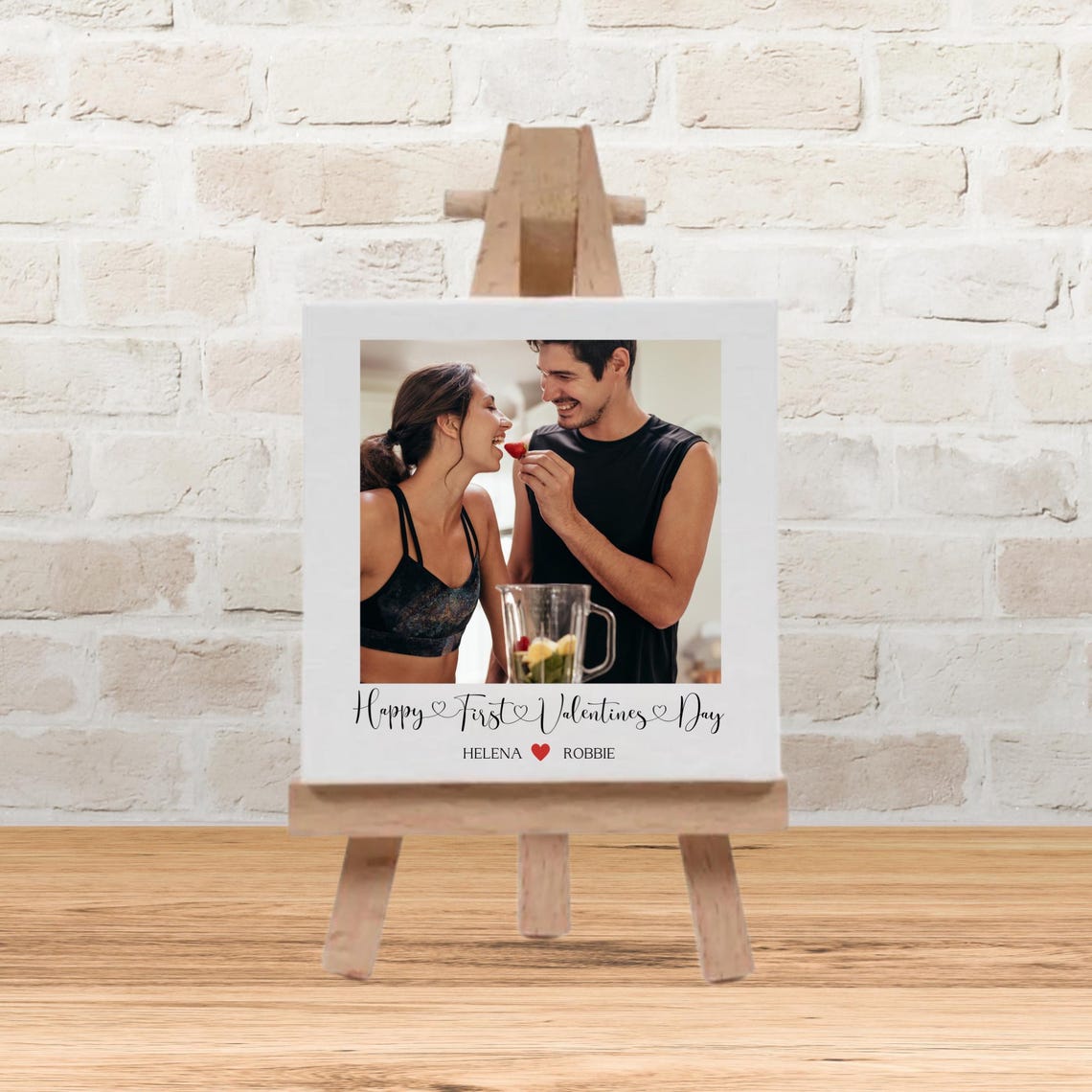 Personalized First Valentine's Photo Print Mini Canvas with Easel