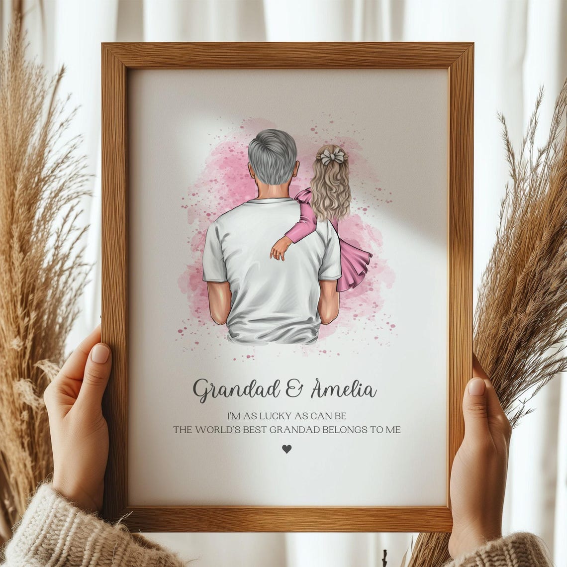 Personalised Grandad and Granddaughter Keepsake Portrait Poster