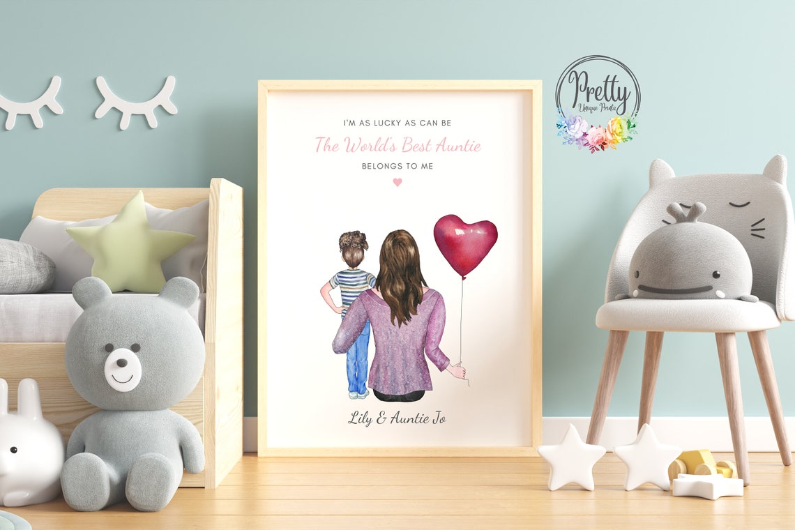 The Worlds Best Auntie Belongs To Me Heart Balloon Portrait Poster