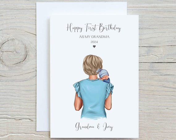 First Birthday As My Grandma Card Personalised Birthday Card For New Grandma New Grandparent Gifts