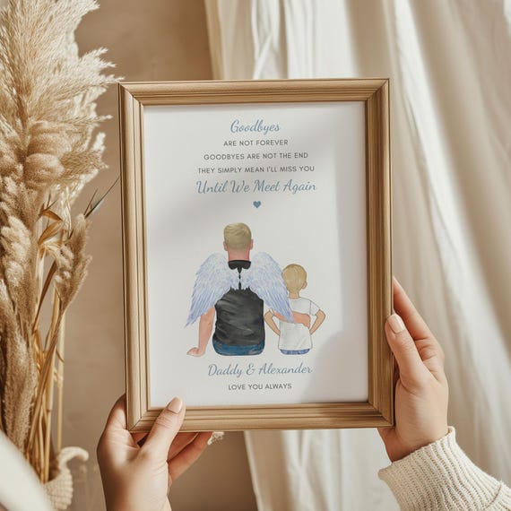 Personalised Memorial Print Family Memorial Gift Sympathy Gift Family Loss Portrait Dad Memorial Print Remembrance Gift Dad And Son