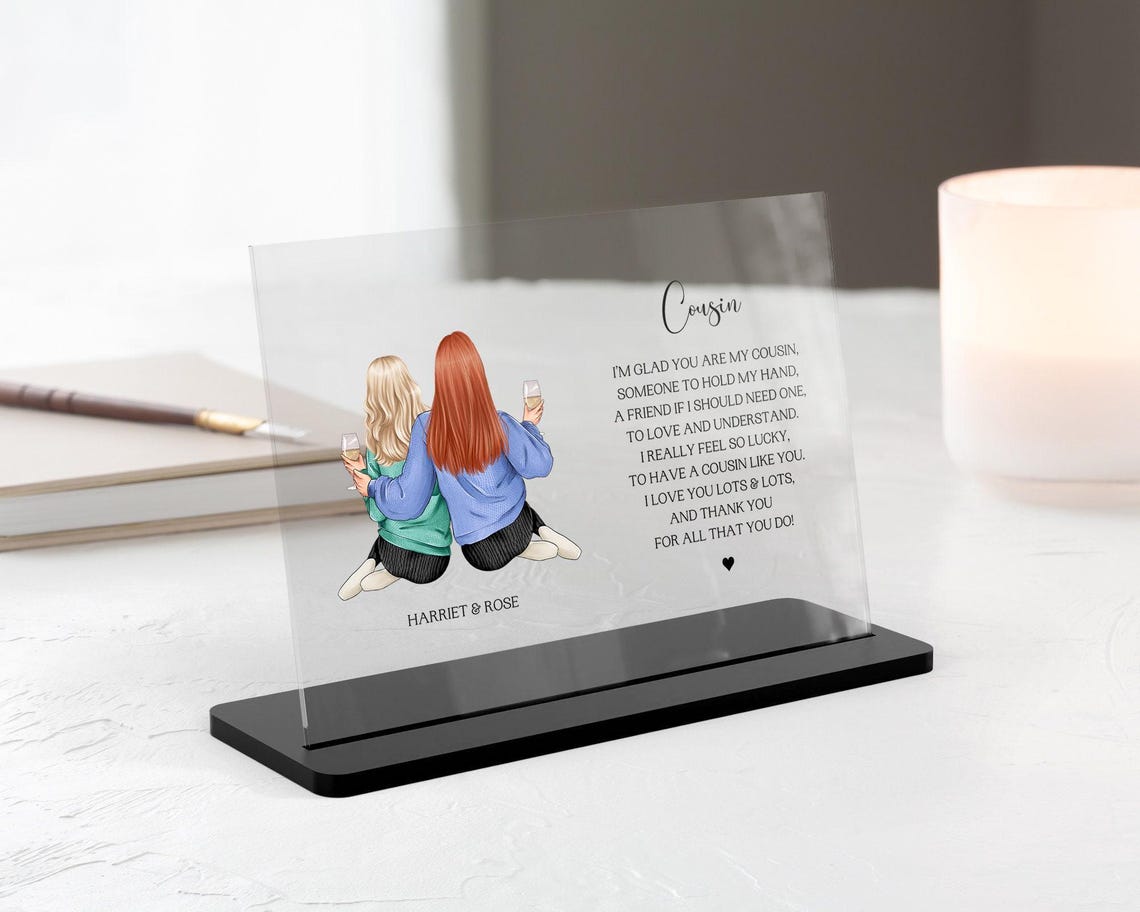 Personalised Cousin Poem Acrylic Plaque Print Friendship Gift