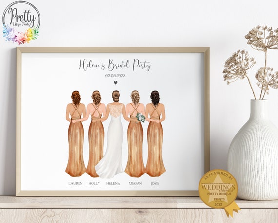 Personalised Bridal Party Print Gift To Bride Gift For Bridesmaids Bride Gift From Bridesmaids Bridal Party Gifts Bride Tribe Print