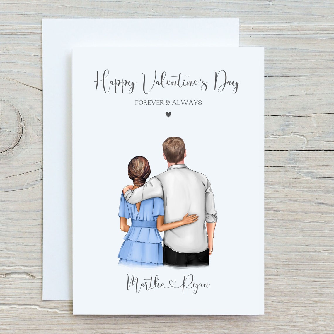 Personalized Valentine's Day Card Couple Embrace Keepsake Print