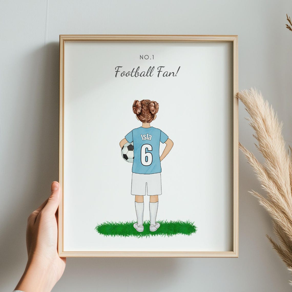 Personalised Football Gifts For Girls Number One Football Fan Print Womens Football Gift Football Print For Girl Gift For Football Lover