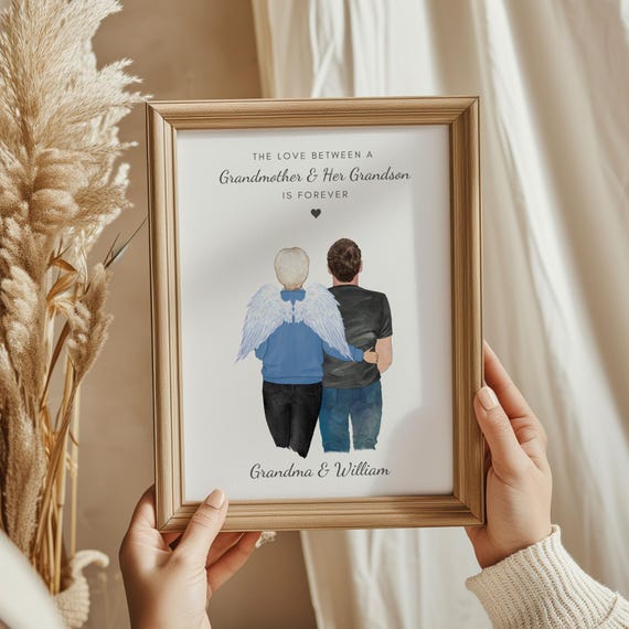 Grandmother And Grandson Angel Wings Print Forever Love Memorial Keepsake