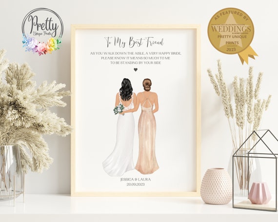 Wedding Gift For Best Friend Personalised Wedding Print Gift For Bride Gift For Best Friend On Her Wedding Day