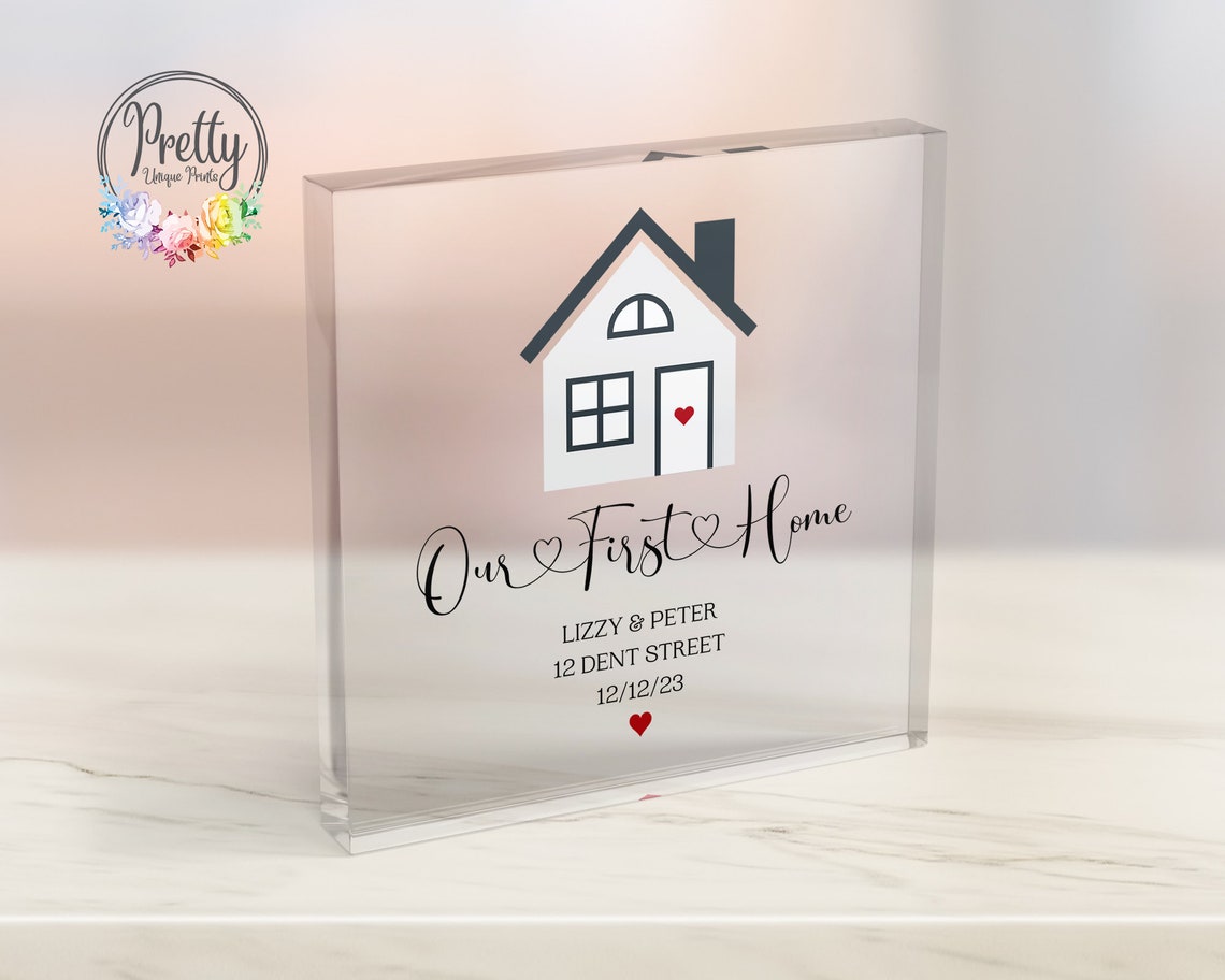 Our First Home Personalised Acrylic Block Housewarming Print
