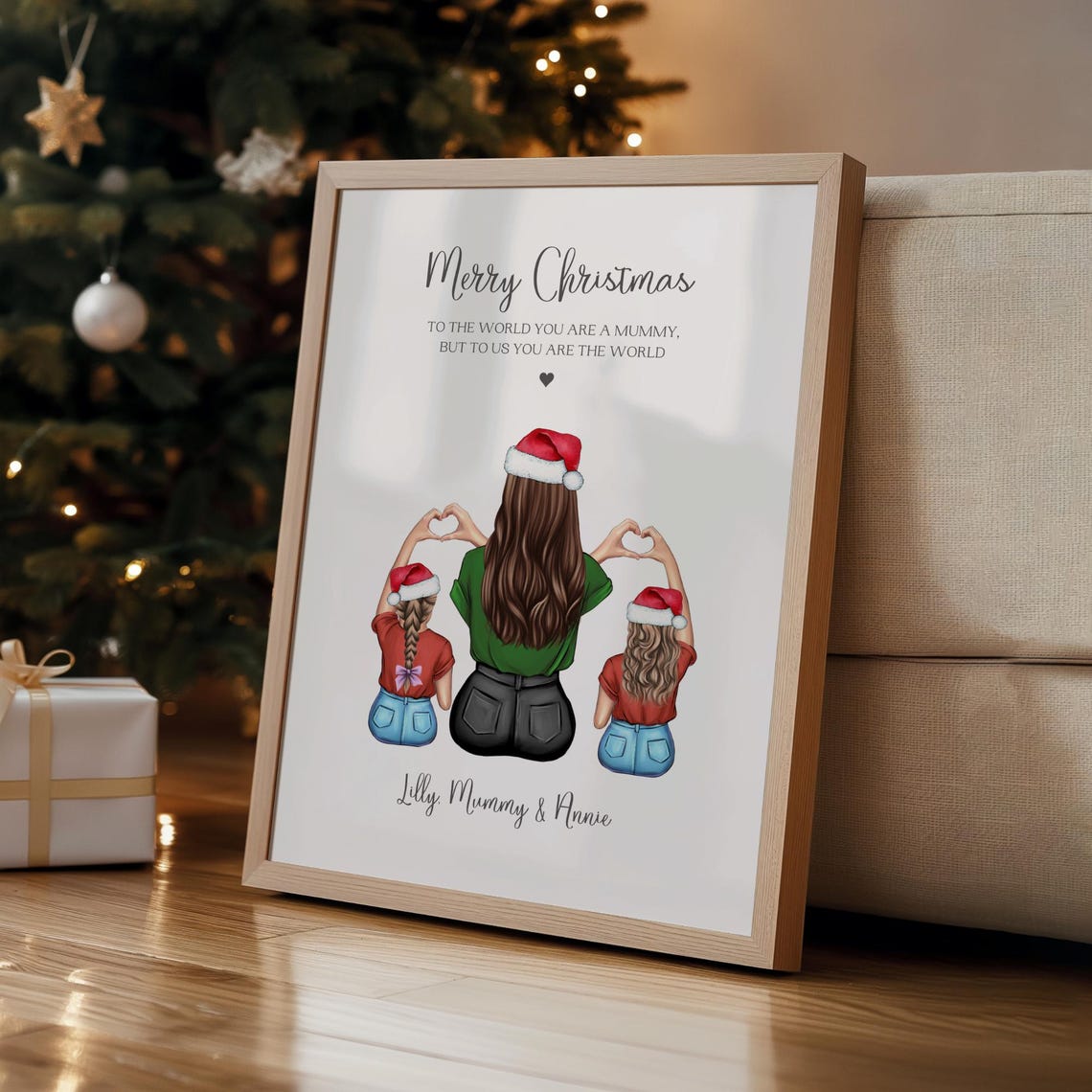 Christmas Gift For Mum From Son Christmas Gift For Mum From Daughter Christmas Family Portrait Xmas Family Wall Art Family Print