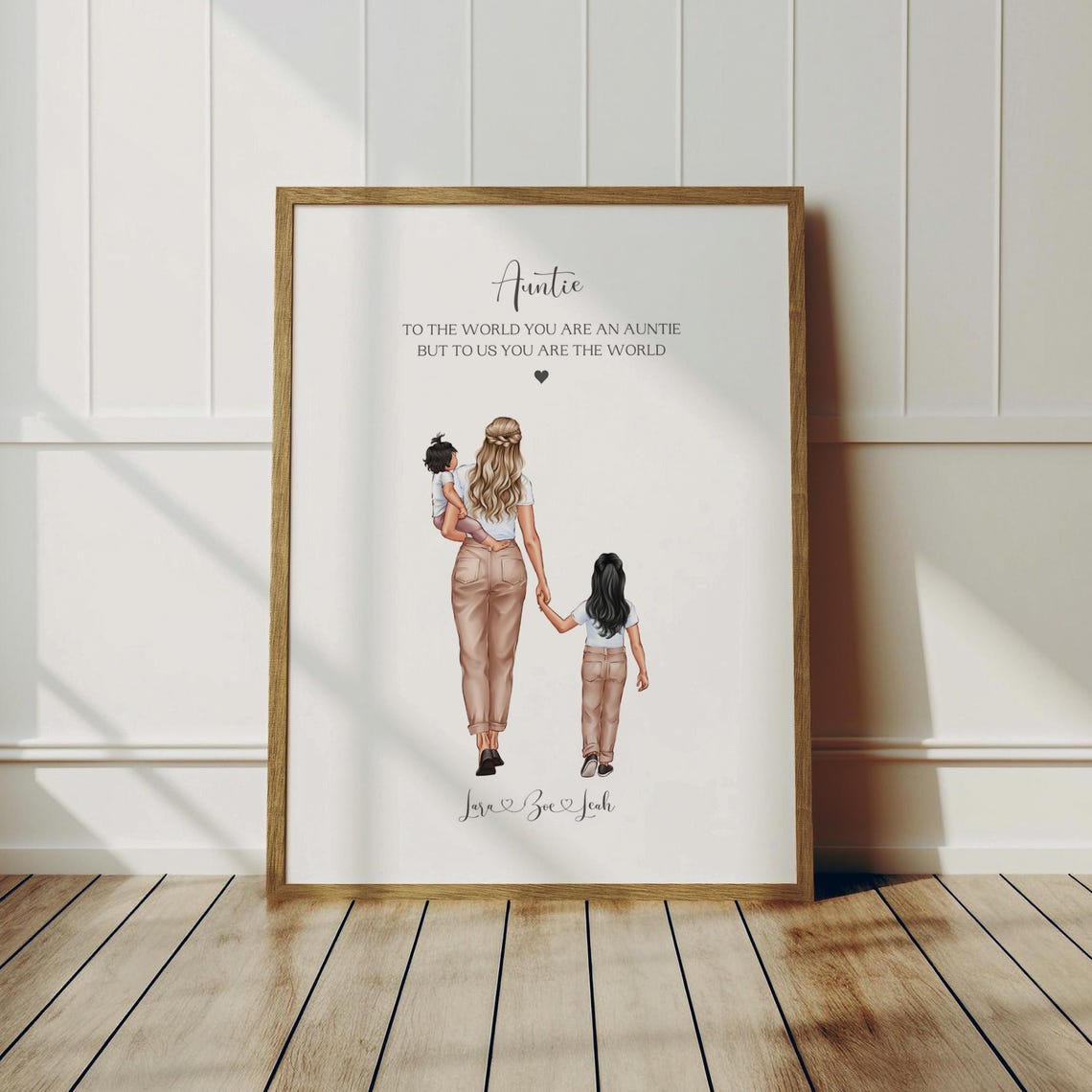 Personalised Auntie And Nieces You Are The World Illustrated Print