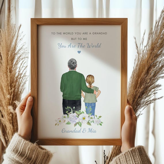 Gift For Grandad Personalised Grandad And Grandchild Print Grandad Birthday Gifts Fatherss Day Gift For Grandpa Taid Papa