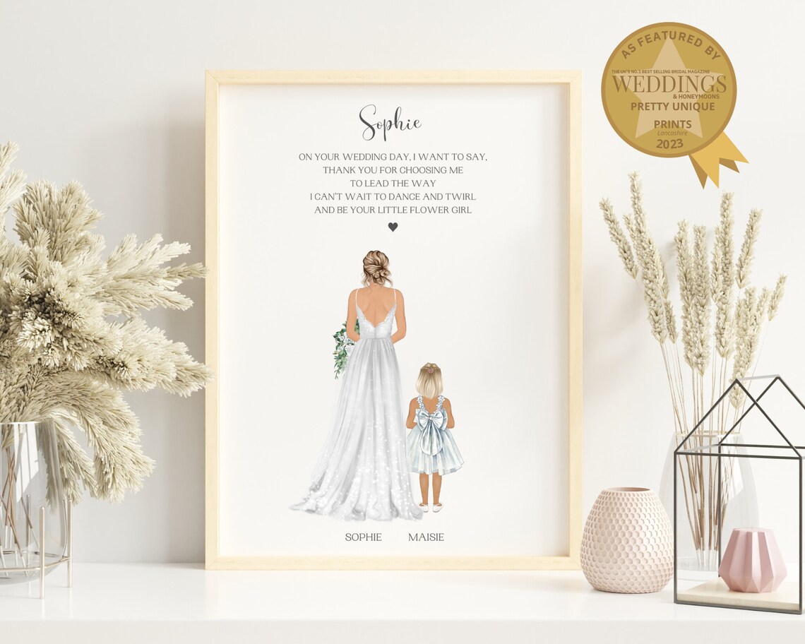 Personalised Bride And Flower Girl Wedding Day Poem Keepsake Print