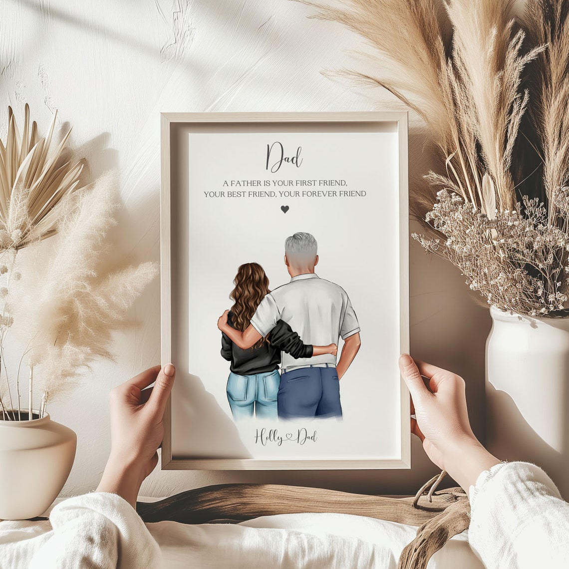 Personalised Dad and Daughter Print A Father Is Your First Friend