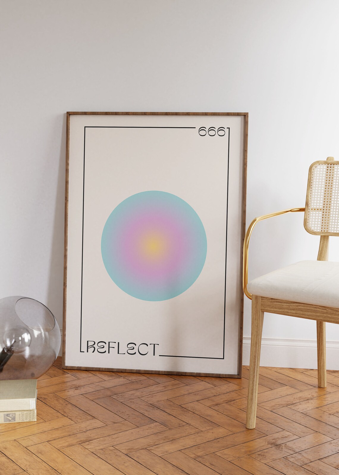 Angel Number 666 Reflect Minimal Aura Gradient Spiritual Wall Art - Image 2